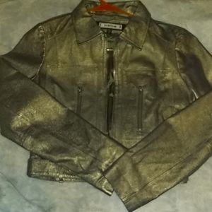 Bebe Bronze Leather waist jacket